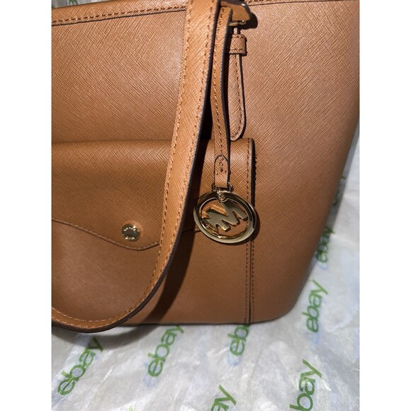 Michael Kors Jet Set Brown Saffiano Leather Multifunction Tote Bag W/ Pockets - Picture 5 of 11